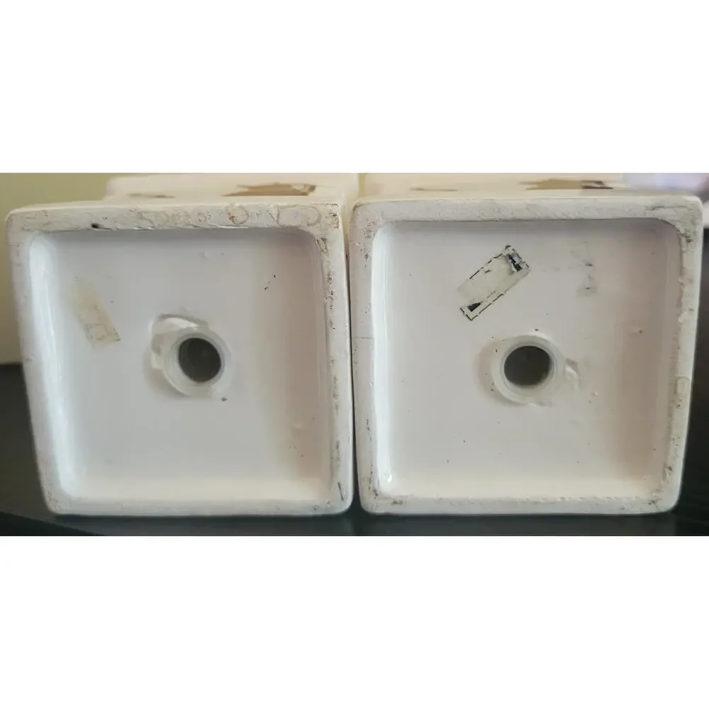 Vtg Hand Painted Salt & Pepper Shakers Coffee Grinder Shape White Brown Med Size